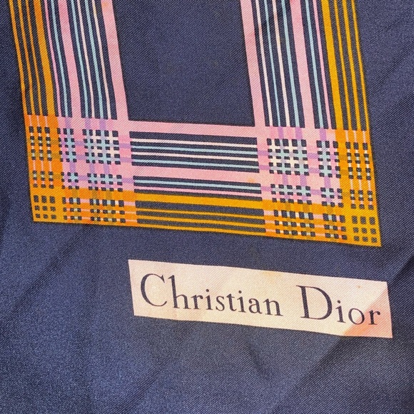 Christian Dior Geometric Patterned Colorblock Silk Scarf - Picture 2 of 7